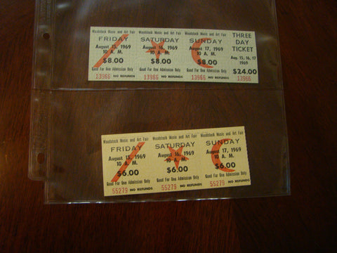 Woodstock Tickets 1969